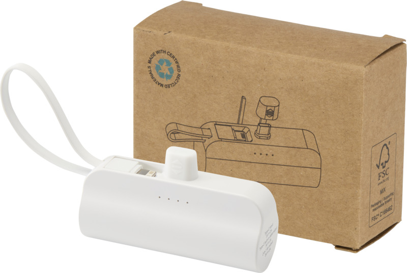 Alnair 5000 mAh 10W recycled plastic Type-C power bank with built-in flip stand and 2-in-1 cable - Image 4