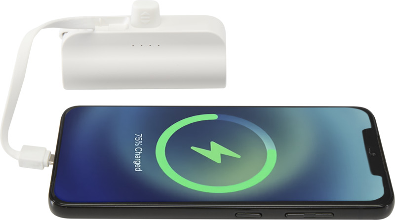 Alnair 5000 mAh 10W recycled plastic Type-C power bank with built-in flip stand and 2-in-1 cable - Image 5