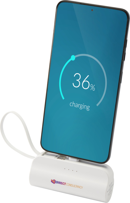 Alnair 5000 mAh 10W recycled plastic Type-C power bank with built-in flip stand and 2-in-1 cable - Image 8