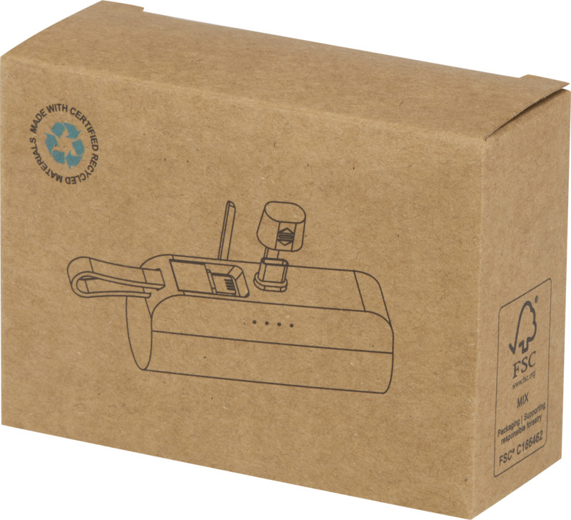 Alnair 5000 mAh 10W recycled plastic Type-C power bank with built-in flip stand and 2-in-1 cable - Image 7