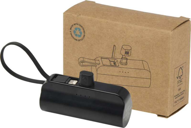 Alnair 5000 mAh 10W recycled plastic Type-C power bank with built-in flip stand and 2-in-1 cable - Image 12