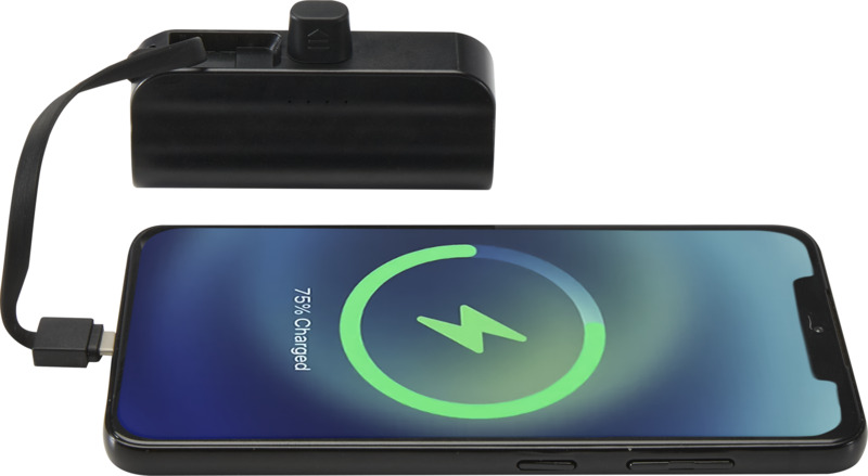 Alnair 5000 mAh 10W recycled plastic Type-C power bank with built-in flip stand and 2-in-1 cable - Image 13