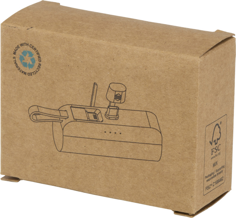 Alnair 5000 mAh 10W recycled plastic Type-C power bank with built-in flip stand and 2-in-1 cable - Image 15