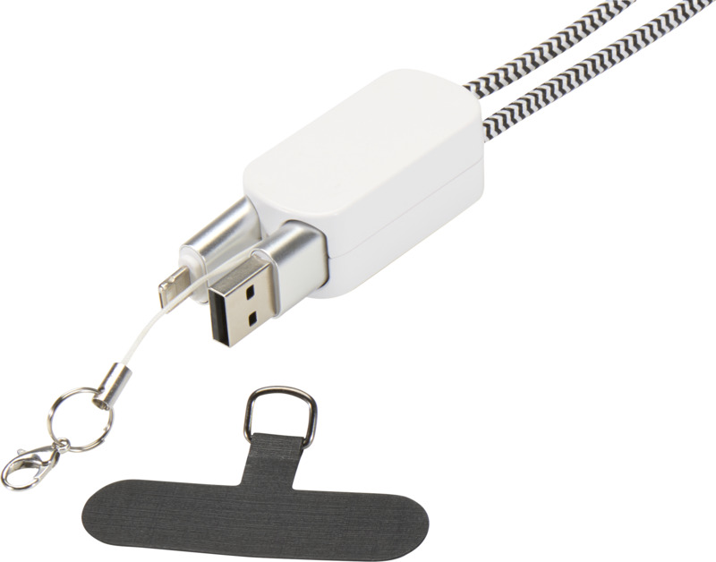 Anser recycled plastic smartphone lanyard with 27W 5-in-1 built-in cable - Image 4