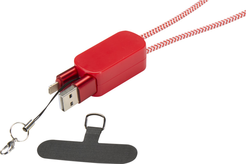 Anser recycled plastic smartphone lanyard with 27W 5-in-1 built-in cable - Image 10