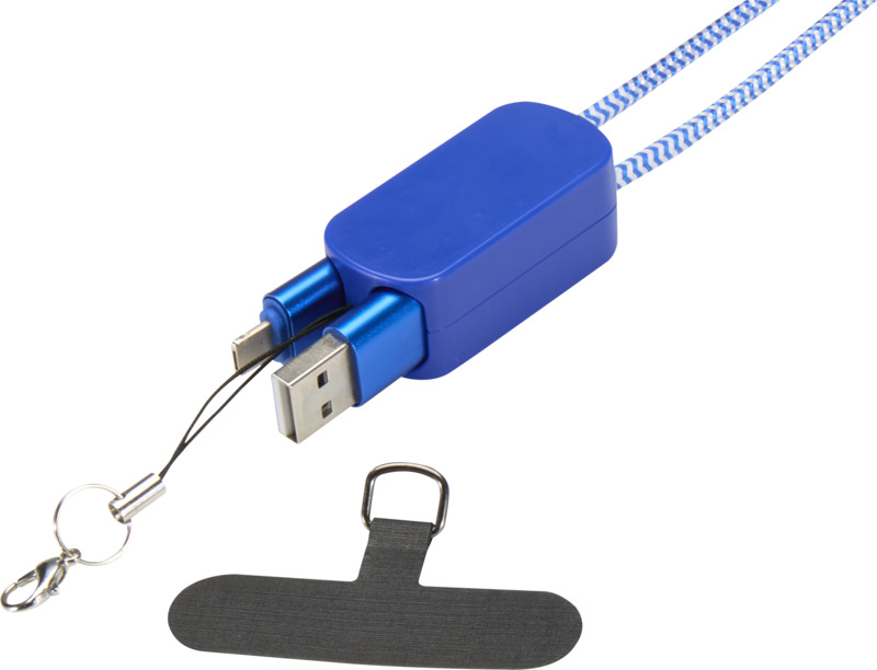 Anser recycled plastic smartphone lanyard with 27W 5-in-1 built-in cable - Image 16