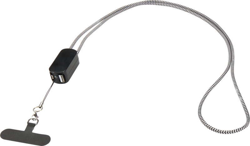 Anser recycled plastic smartphone lanyard with 27W 5-in-1 built-in cable - Image 20
