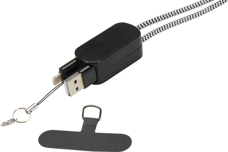 Anser recycled plastic smartphone lanyard with 27W 5-in-1 built-in cable - Image 22