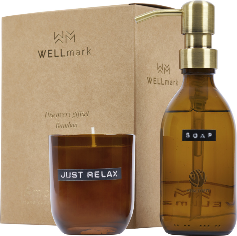 Wellmark Discovery 200 ml hand soap dispenser and 150 g scented candle set - bamboo fragrance - Image 6