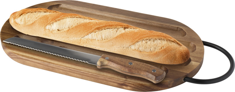 Prestige acacia wood chopping board with bread knife