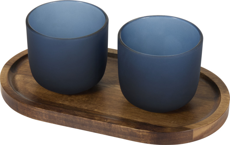 Male wooden serving tray and glass cups with matt finish set - Image 6