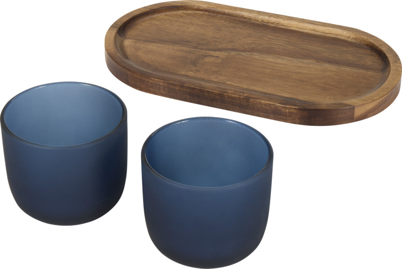 Male wooden serving tray and glass cups with matt finish set - Image 8