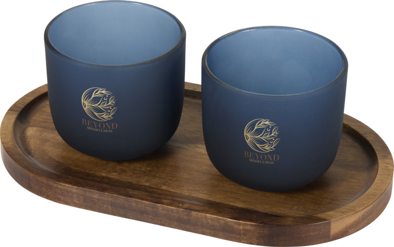 Male wooden serving tray and glass cups with matt finish set - Image 10