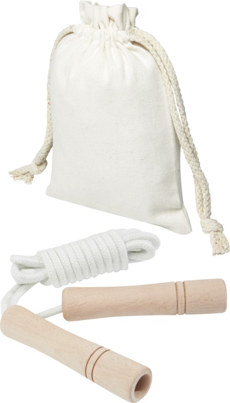 Denise wooden skipping rope in cotton pouch