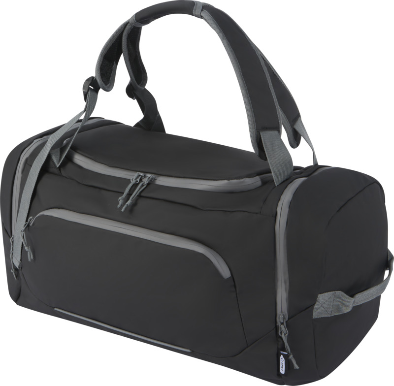 Aqua GRS recycled water resistant duffel backpack 35L