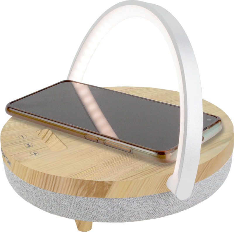 Prixton 4-in-1 10W Bluetooth® speaker with LED light and wireless charging base - Image 9