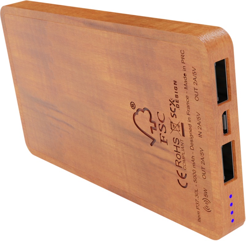 SCX.design P37 5000 mAh light-up wireless wooden power bank - Image 2
