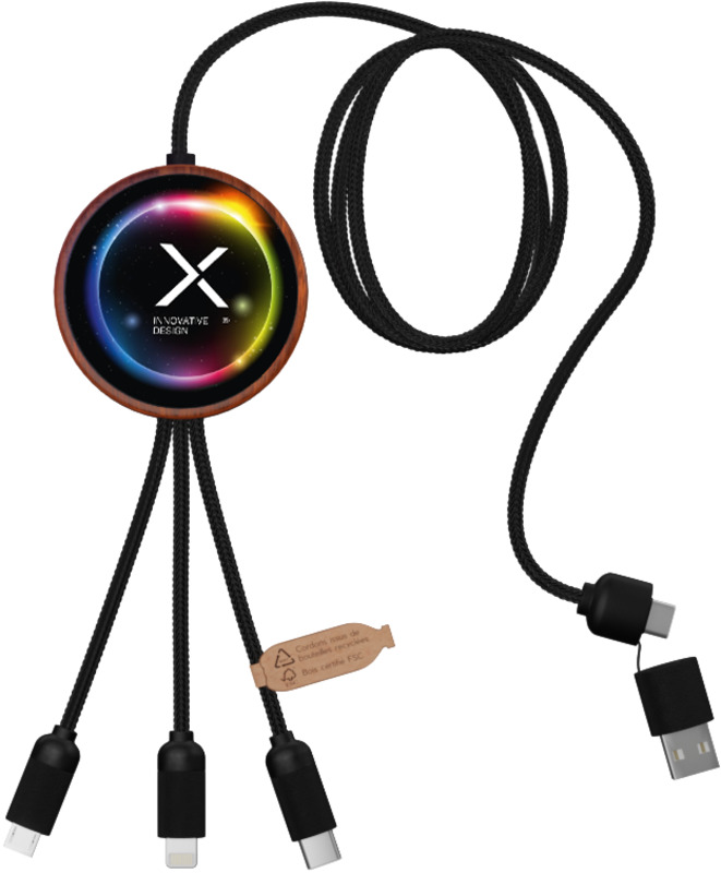 SCX.design C40 5-in-1 rPET light-up logo charging cable and 10W charging pad - Image 4