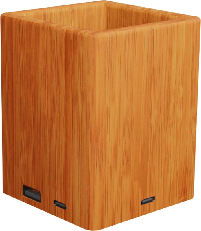 SCX.design O12 wooden light-up logo pencil holder with dual USB output - Image 3