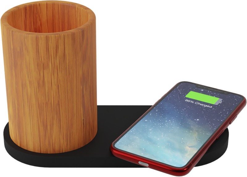 SCX.design W17 10W light-up logo wireless charging pad and bamboo pencil holder - Image 4