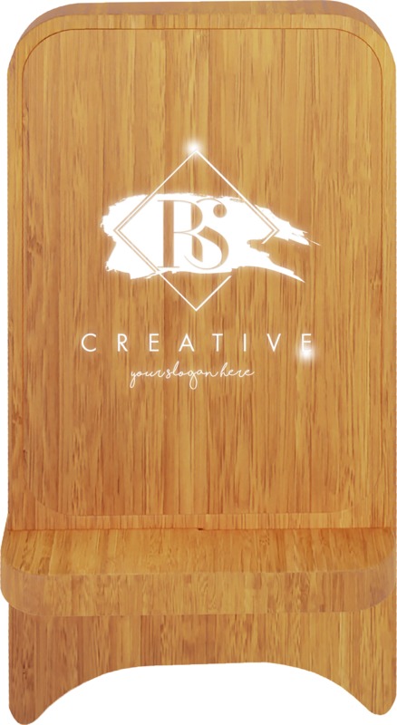 SCX.design W26 10W wooden wireless charging phone stand with light-up logo - Image 5