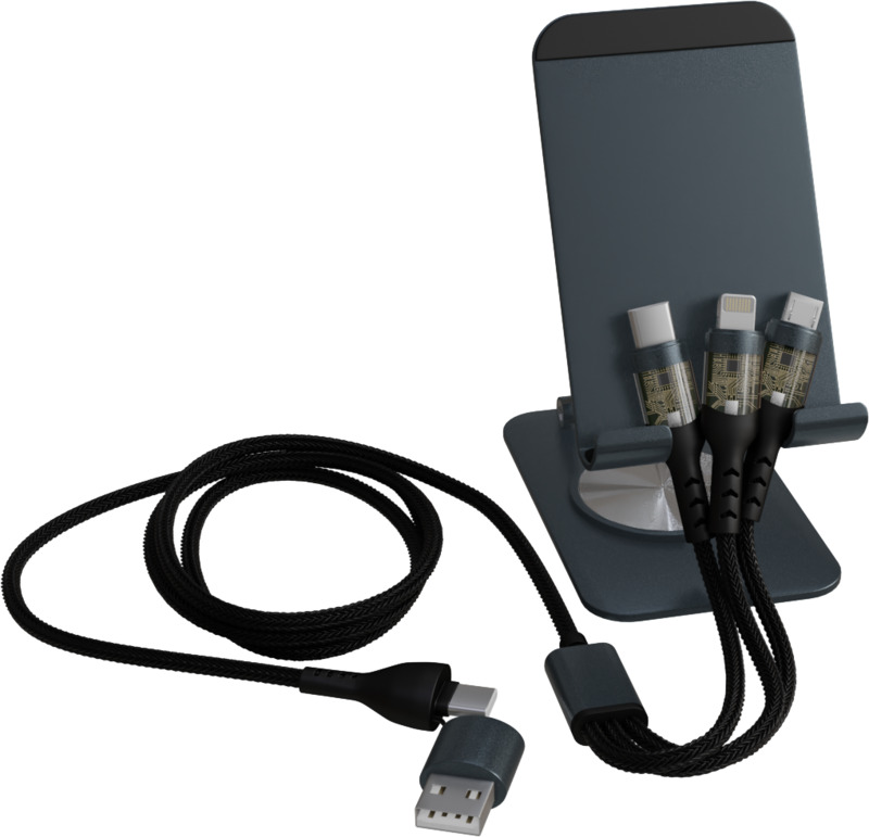 SCX.design O32 foldable phone stand with 3-in-1 charging cable