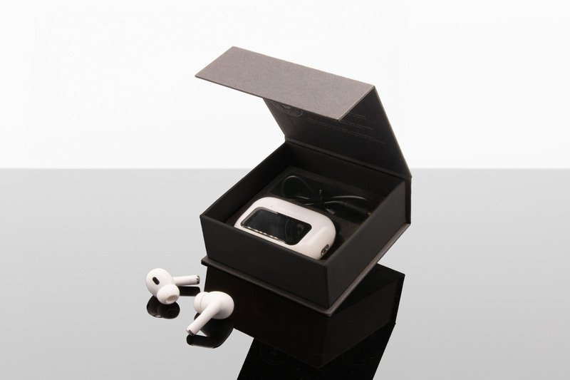 SCX.design E26 ANC earbuds with interactive touchscreen charging case