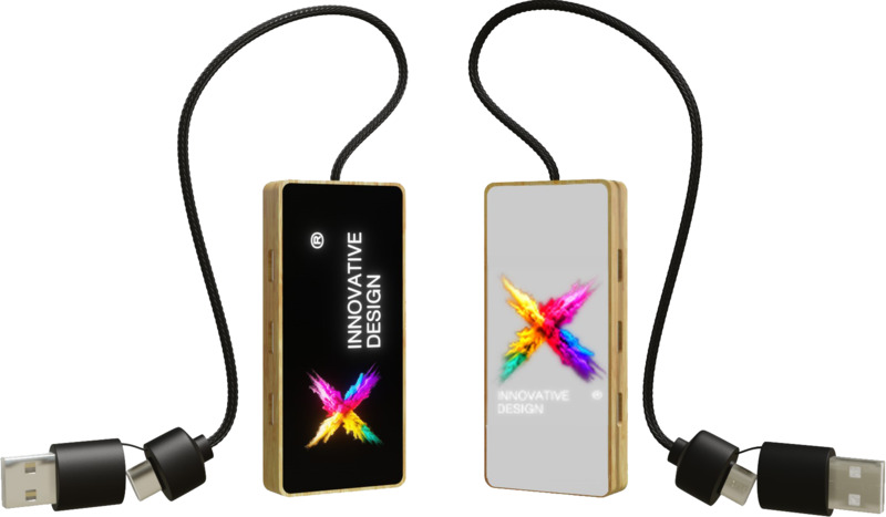 SCX.design H21 8-in-1 wooden USB hub with dual input and 6 ports - Image 2