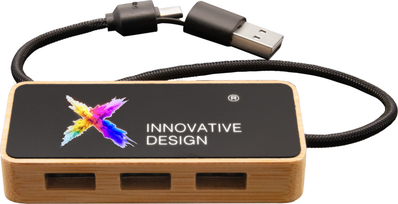 SCX.design H21 8-in-1 wooden USB hub with dual input and 6 ports - Image 4