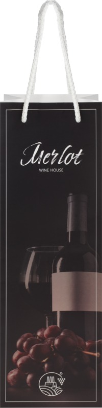 Handmade 170 g/m2 integra paper wine bottle bag with plastic cord handles - 12 x 9 x 37 cm - Image 2
