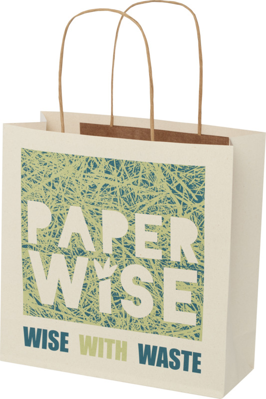 Agricultural waste 150 g/m2 paper bag with twisted handles - 24 x 9 x 24 cm