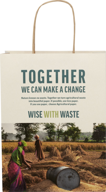 Agricultural waste 150 g/m2 paper bag with twisted handles - 24 x 9 x 32 cm - Image 2