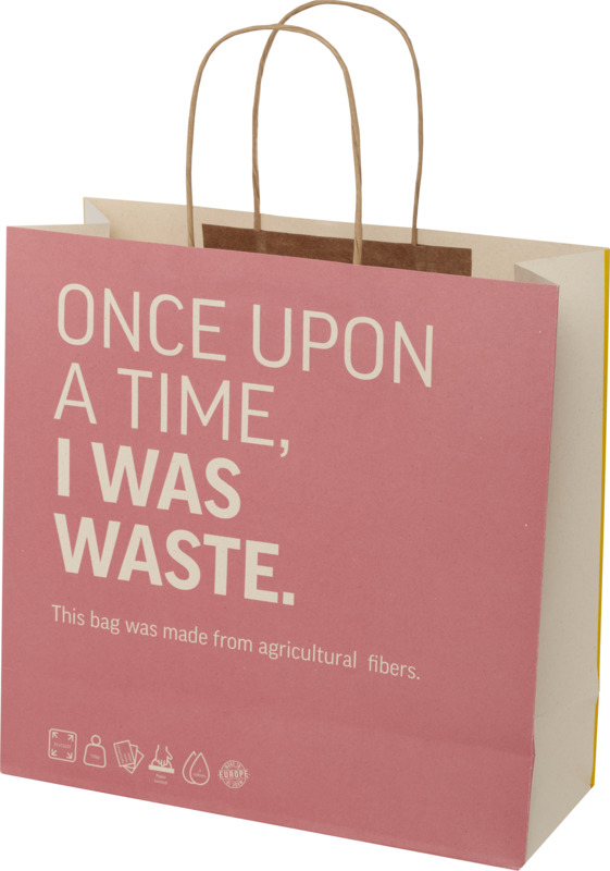 Agricultural waste 150 g/m2 paper bag with twisted handles - 31 x 12 x 31 cm