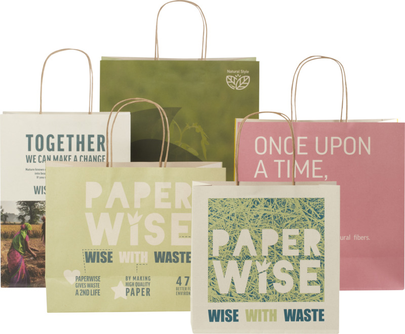 Agricultural waste 150 g/m2 paper bag with twisted handles - 31 x 12 x 41 cm - Image 5