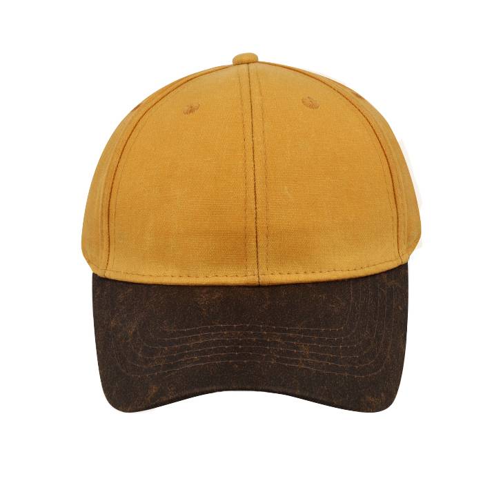 Two-Tone Waxed Oilskin 6 Panel - Mustard/Brown
