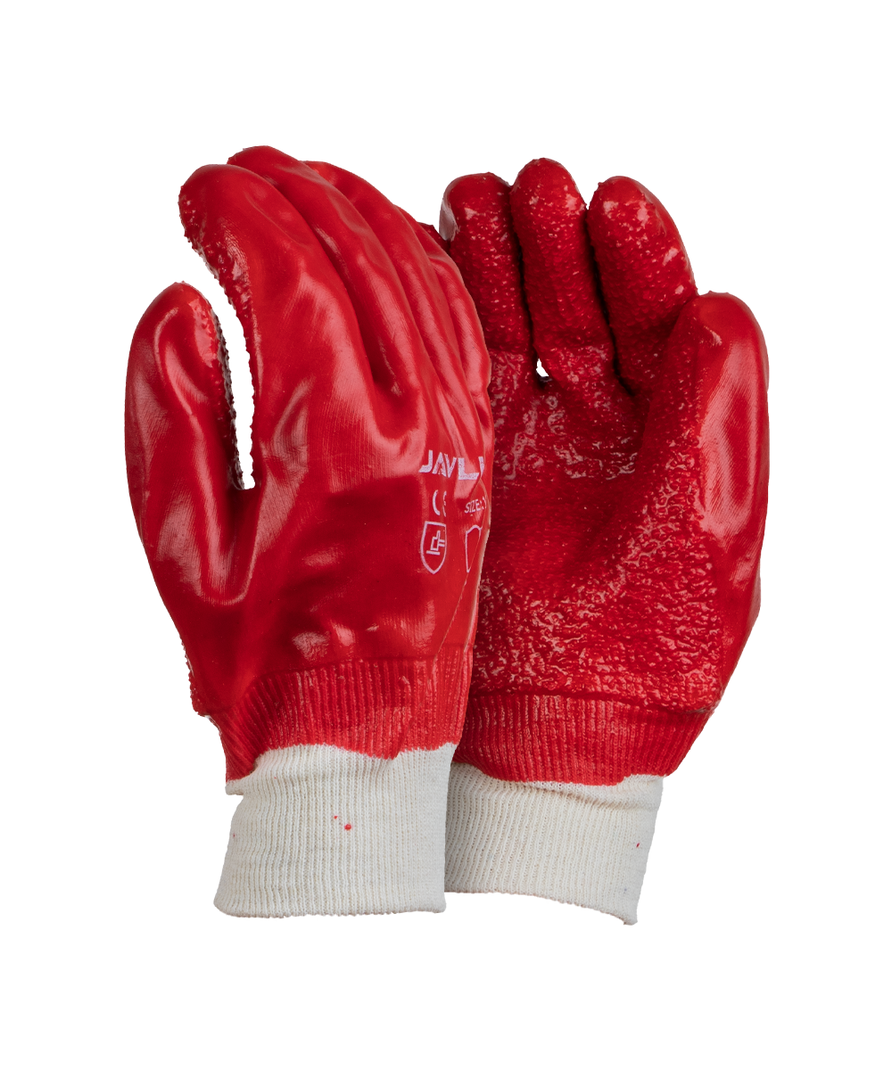 PVC Extra Heavy Weight Knit Wrist Gloves - Red / As Supplied