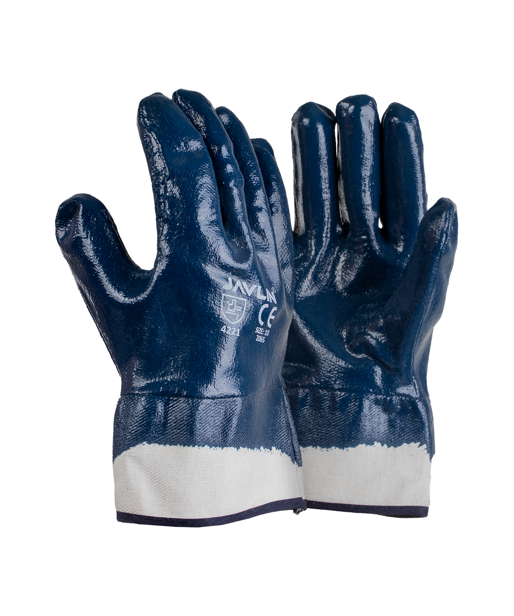 Premium Blue Nitrile Fully Coated Canvas Cuff Gloves - Blue / As Supplied