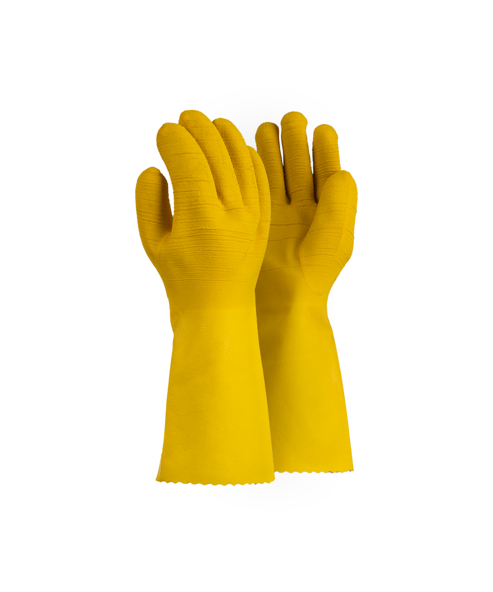 Yellow Commarex Crinkle Latex Glove - Elbow Length 35cm - Yellow / As Supplied