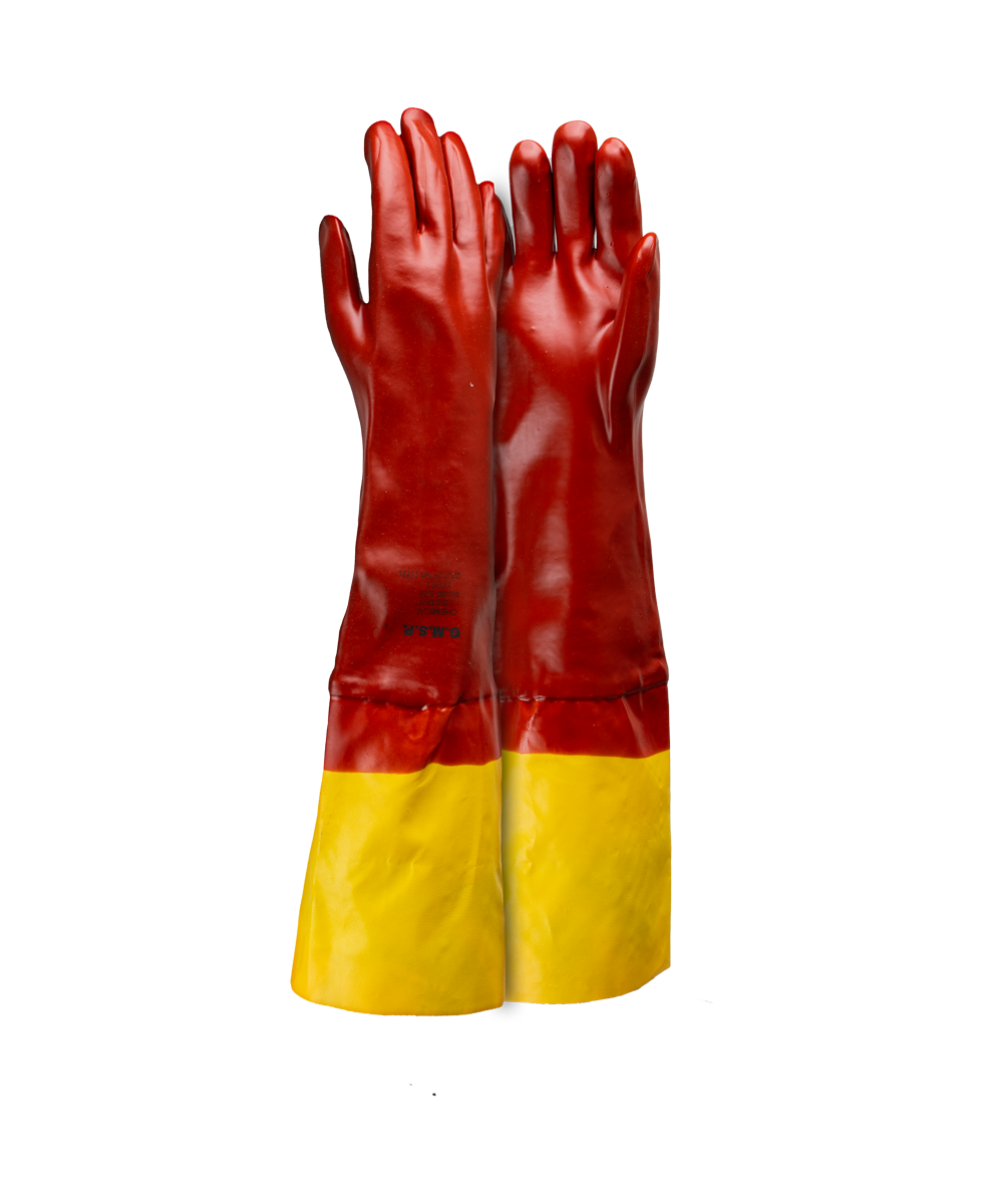 PVC Chemical And Acid Gloves - 60cm - Red / 60cm