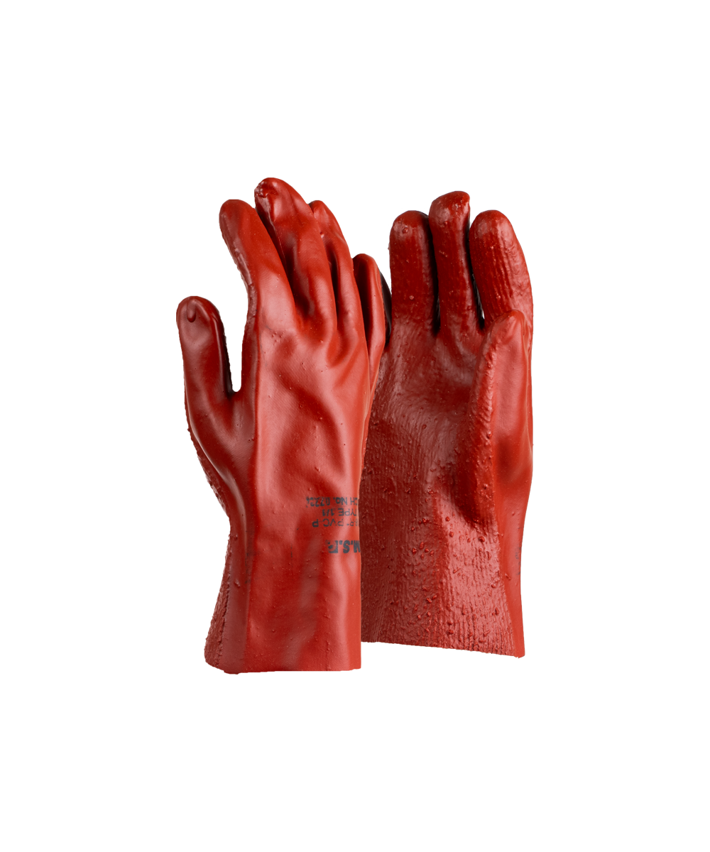 PVC Heavyweight Rough Palm Gloves - 27cm - Red / As Supplied