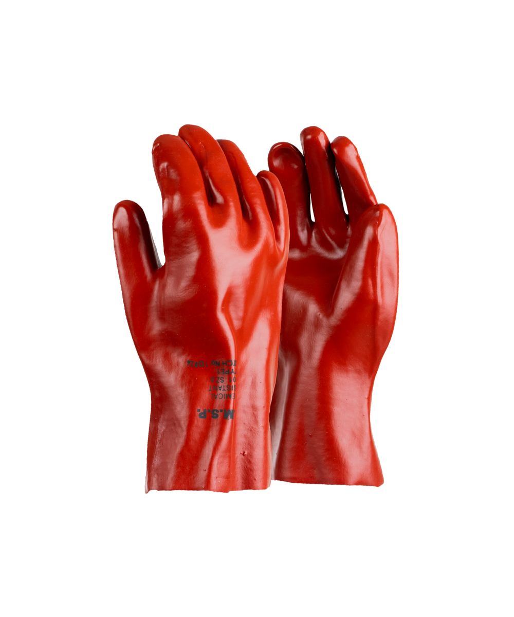 SABS PVC Chemical And Acid Gloves - 27cm - Red / 27cm