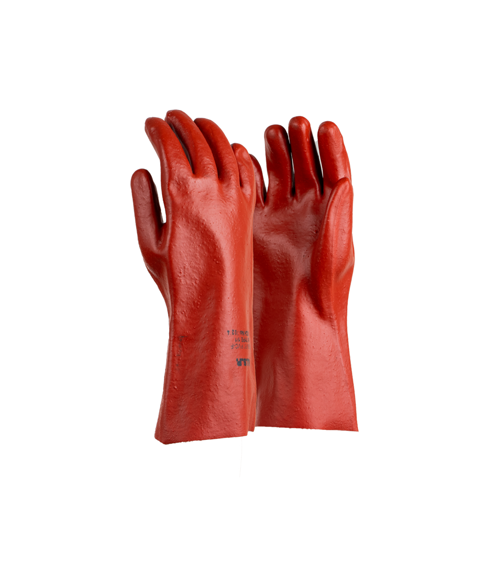 PVC Mediumweight Red/Brown Elbow Length Gloves - 40cm - Red / As Supplied