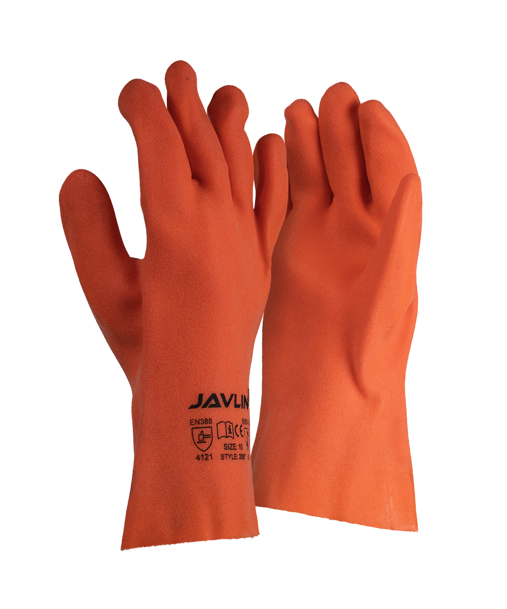 Foam PVC Fluorescent Orange Sandy Finish Gloves - Orange / As Supplied