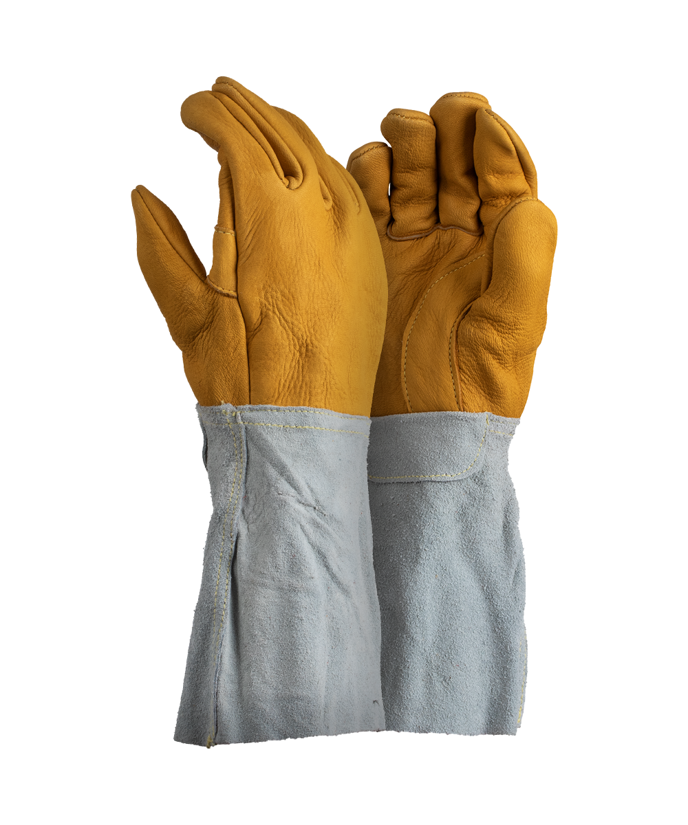 Full Grain Deerskin Gloves - 15cm Cuff - Chrome / As Supplied