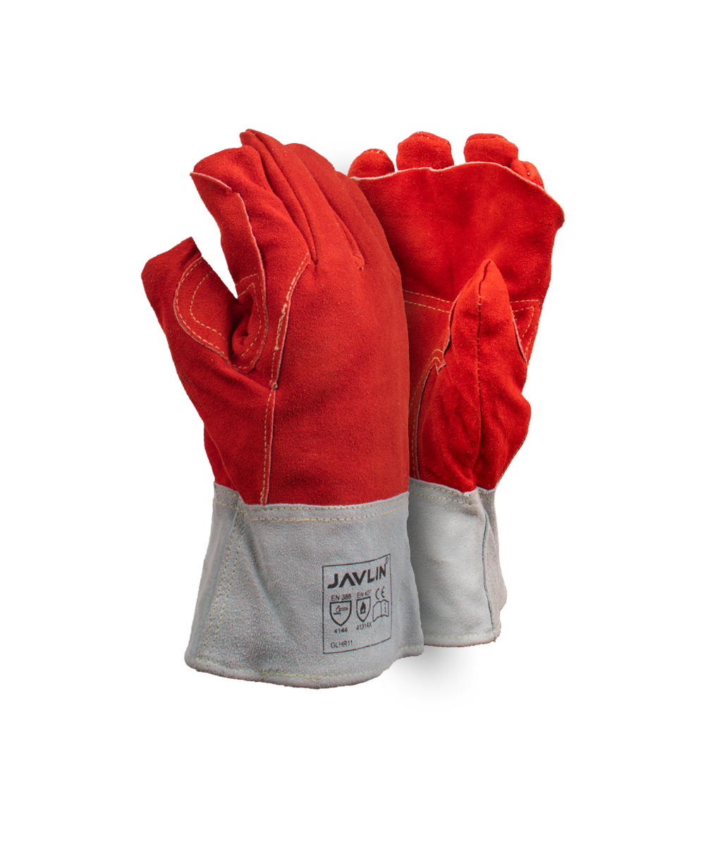 Premium Red Leather Heat Gloves - 10cm Cuff - Red / As Supplied