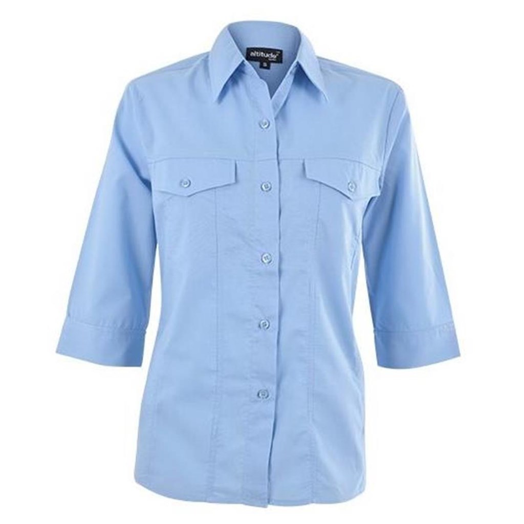 Ladies 3/4 Sleeve Sally Casual Shirt - Sky Blue