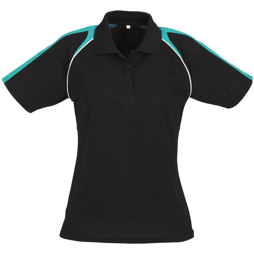 Ladies Triton Golf Shirt - Black Red - Image 2