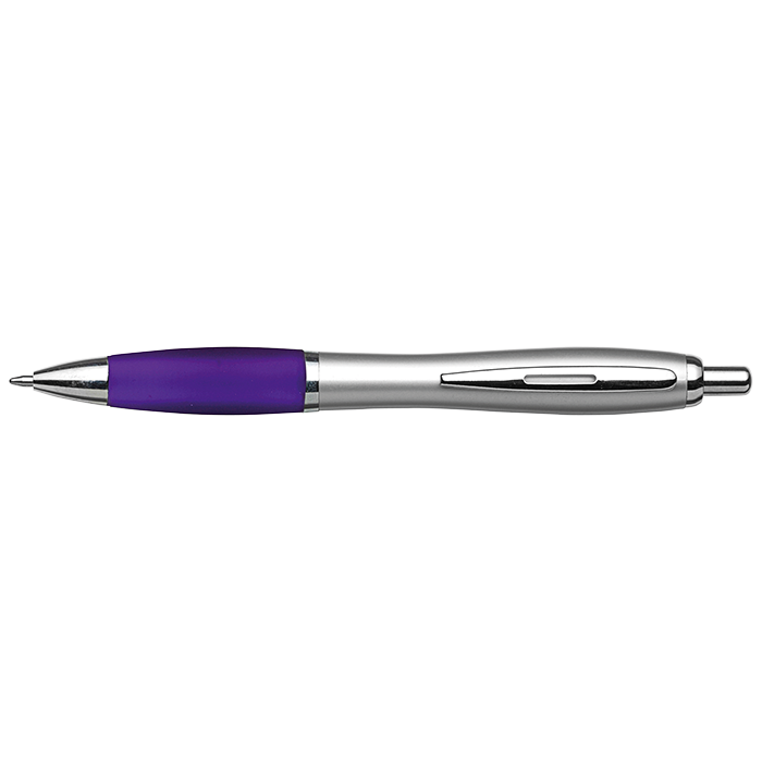 Silver Barrel Curved Design Ballpoint Pen - Image 4