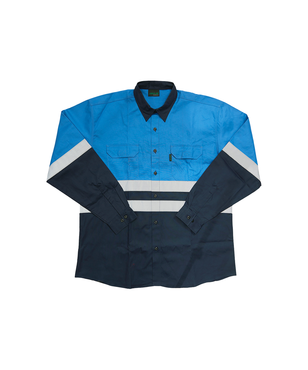 Hi-Vis Two Tone Long Sleeve Work Shirt - Image 2