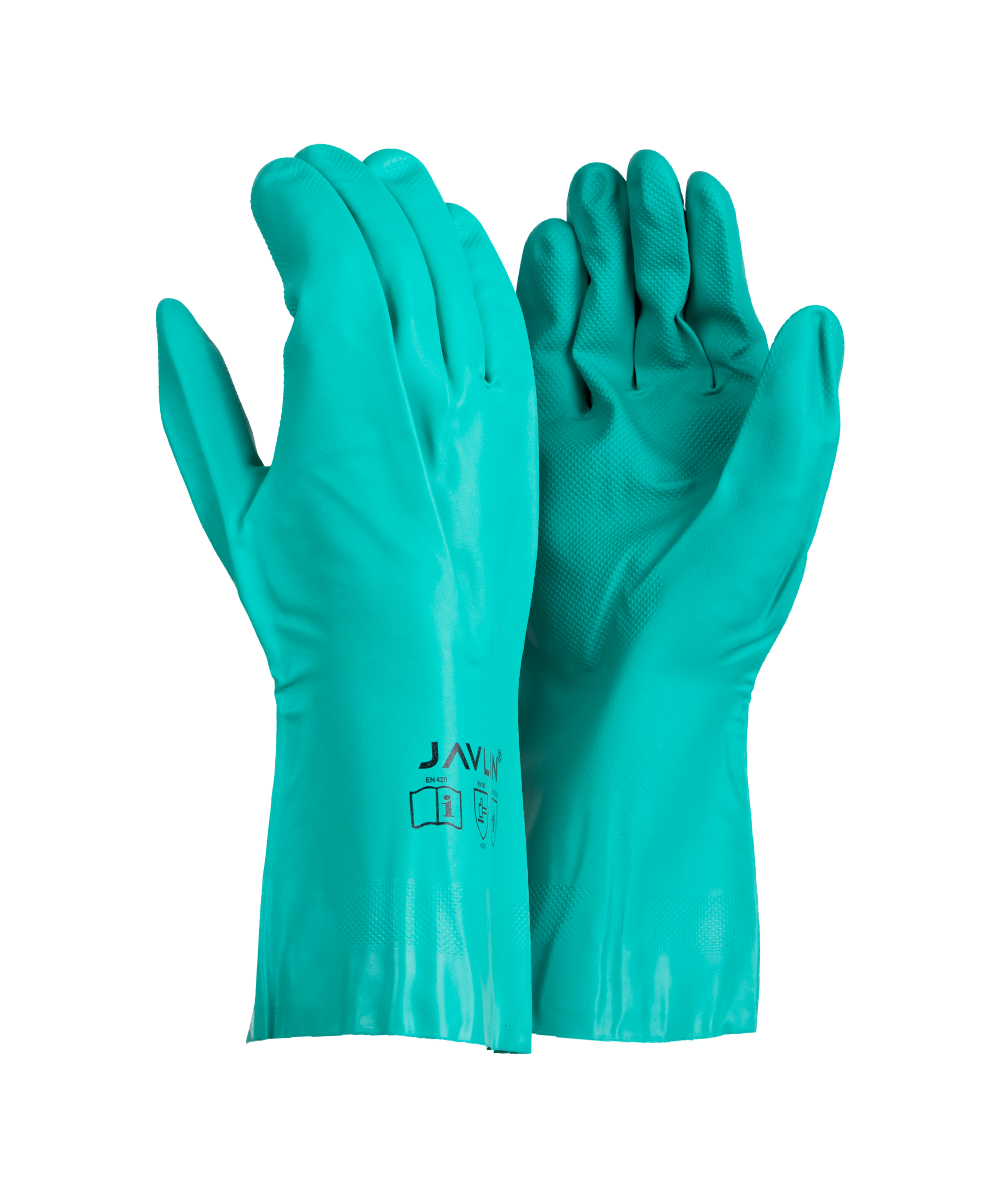 Green Nitrile Flock Lined Gloves
